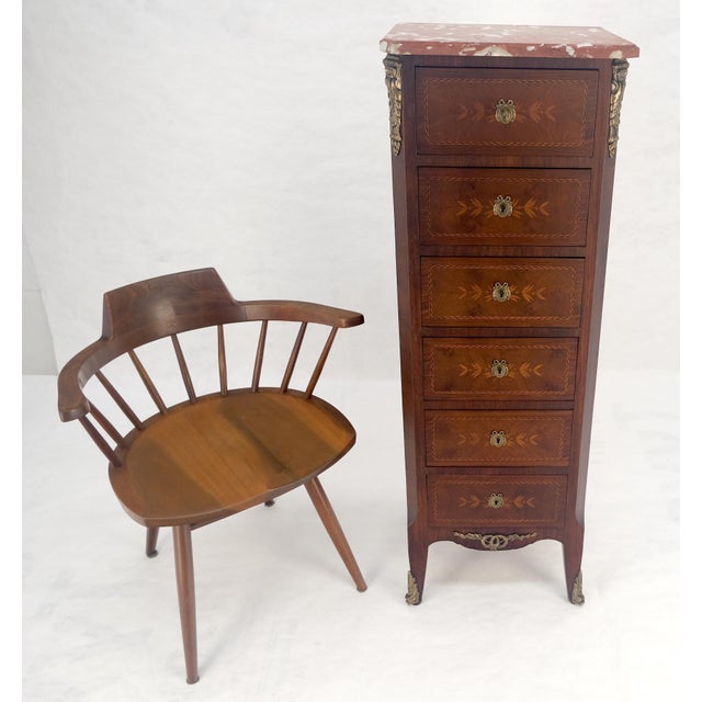 French Rouge Marble Top 6 Drawers w/ Dovetails French Louis XV Lingerie Chest Dresser For Sale - Image 3 of 18