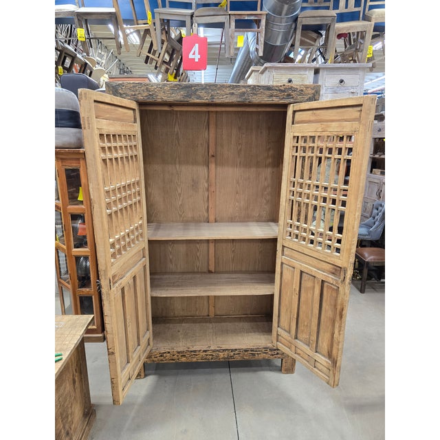 Tall Solid Wood Chinese Armoire For Sale In Boston - Image 6 of 7