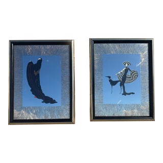2 Vintage 1980s Erte Art Mirrors in Gold Frames For Sale