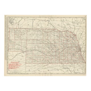 Antique Map of Nebraska, The Cornhusker State from Rand McNally, 1899 For Sale