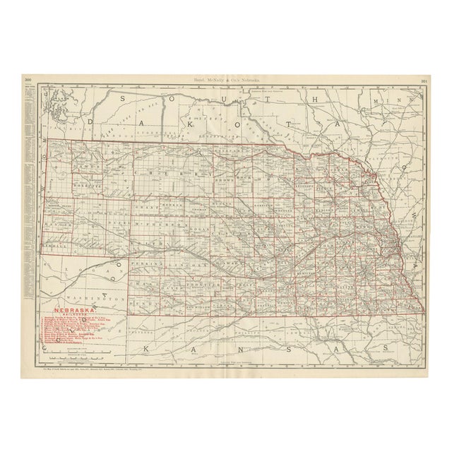 Antique Map of Nebraska, The Cornhusker State from Rand McNally, 1899 For Sale
