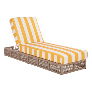 Gillian Chaise Lounge, Heather Tan/Yellow Stripe For Sale