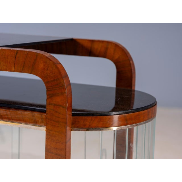 Vintage Art Deco Display Cabinet with Curved Wooden Frame and Glass Doors, 1950s For Sale - Image 6 of 10