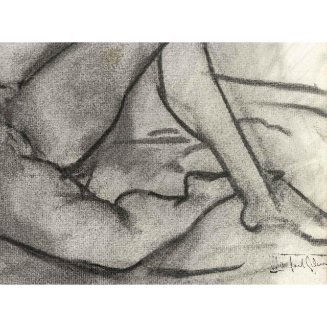 Late 20th Century Manfred Schwartz Nude Woman Study Charcoal For Sale - Image 5 of 7