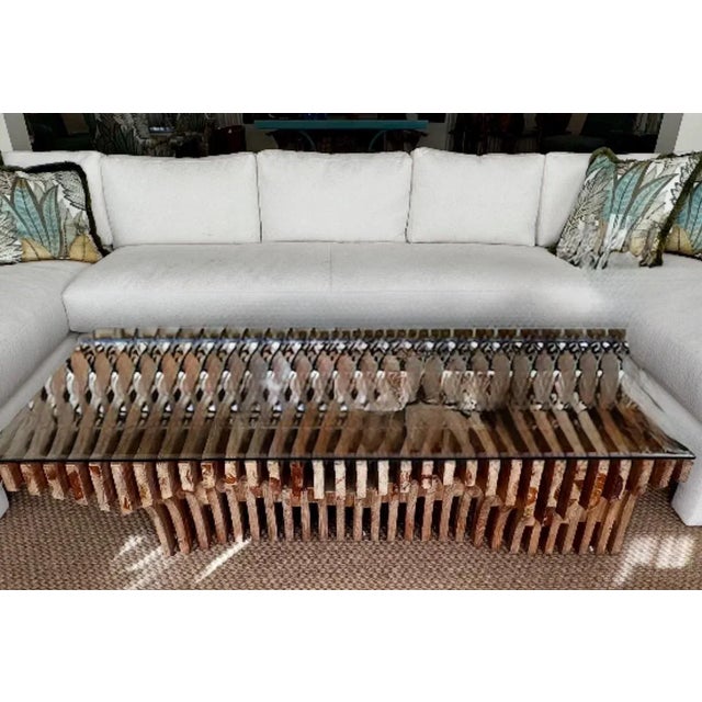 Berman Rosetti for Mimi London “Arroyo” Sculptural Oak & Glass Waterfall Coffee Table — Commissioned Los Angeles, C. 2013 For Sale In Los Angeles - Image 6 of 9