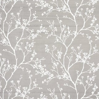 Sample - Schumacher Twiggy Silk Fabric in Pewter For Sale