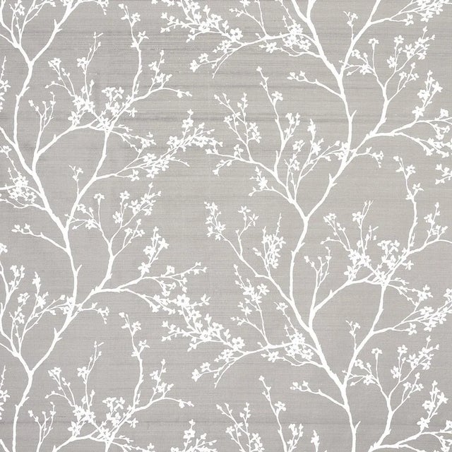Sample - Schumacher Twiggy Silk Fabric in Pewter For Sale