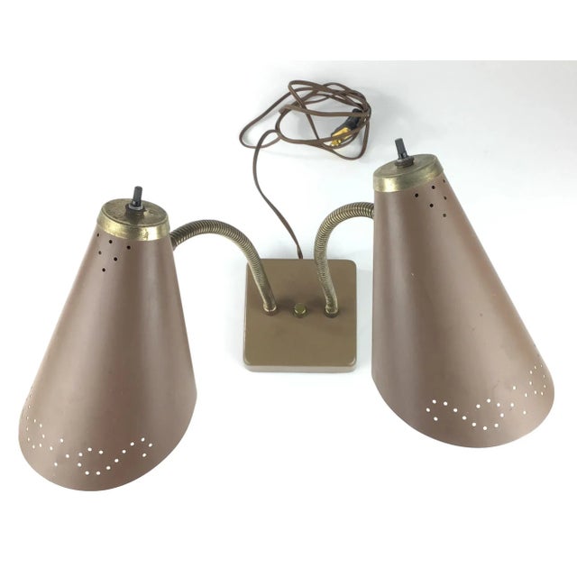 Vintage Mid Century Modern Gooseneck Atomic Style Desk Lamp Double