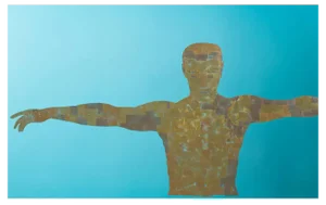 Torso in Gold on Blue Glass