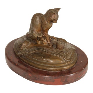 Early 20th Century Emmanuel Fremiet Cast Bronze Model of a Cat For Sale