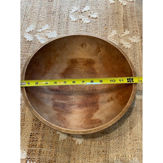 Farmhouse Vintage Primitive Hand-Turned Wooden Dough Bowl 12 Inch For Sale - Image 3 of 9