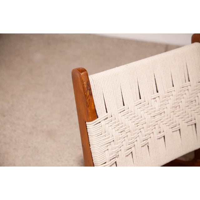 Brown Rope Lounge Chair Attributed to Pierre Jeanneret. For Sale - Image 8 of 9