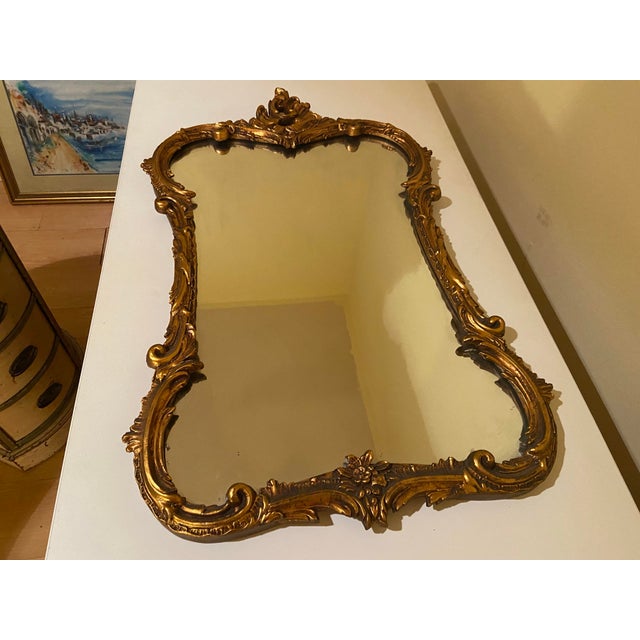 Hollywood Regency Antique Giltwood Mirror For Sale - Image 4 of 9