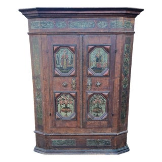 Antique Tyrolean Wardrobe with Original Paintings, 1750 For Sale