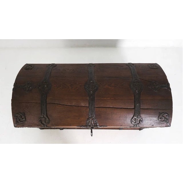 Wood 18th-Century Baroque Dome-Top Coffer With Original Key | Denmark For Sale - Image 7 of 10