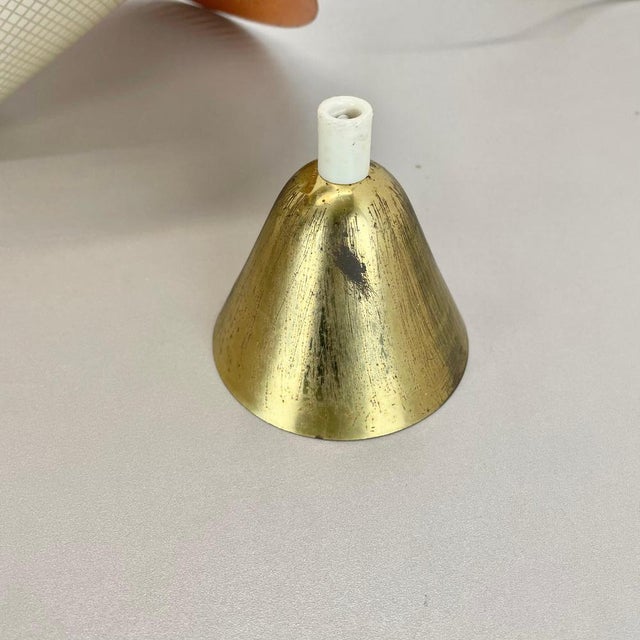 Metal Mid-Century Minimalist Brass and Metal Hanging Light in the style of Stilnovo, Italy, 1950s For Sale - Image 7 of 16