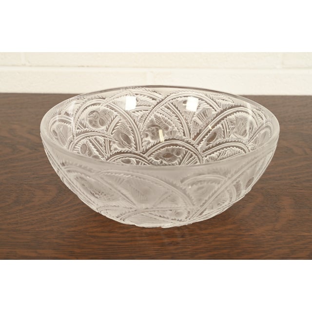 Art Deco Lalique "Pinsons" Art Deco Frosted Crystal Glass Bowl For Sale - Image 3 of 14
