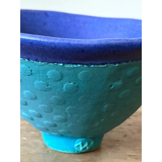 This dynamic pair of vintage studio pottery bowls is a striking representation of Postmodern design, utilizing bold...