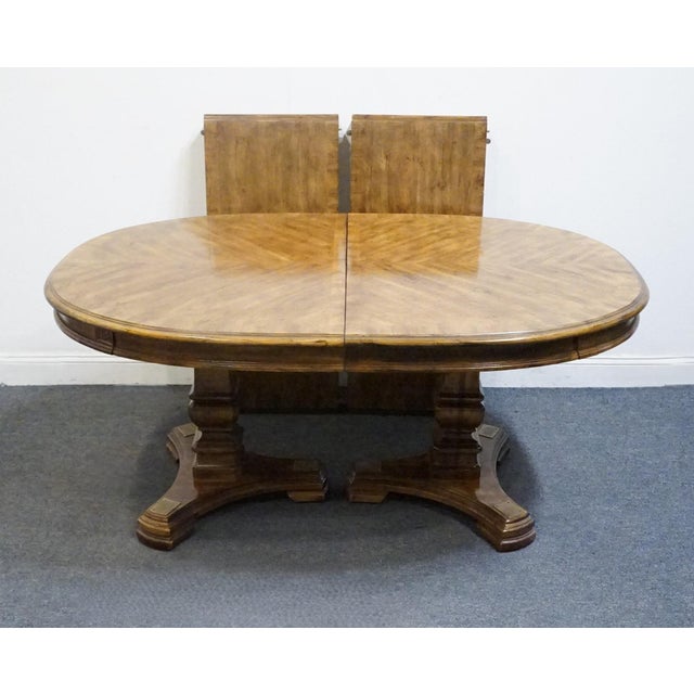 Bernhardt Furniture Walnut French Provincial 100" Oval Double Pedestal Dining Table For Sale - Image 9 of 12