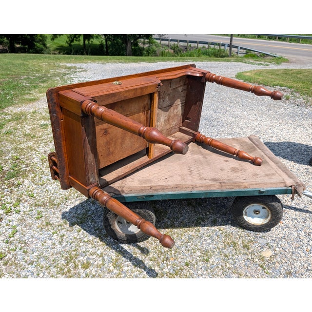 Antique Railroad Depot Desk With Spindle Gallery Cherry and Ash Wood 1900s For Sale - Image 16 of 17