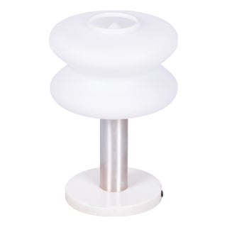 Mid-Century Table Lamp in Aluminium and Milk Glass from NAPAKO, Czech, 1960s For Sale