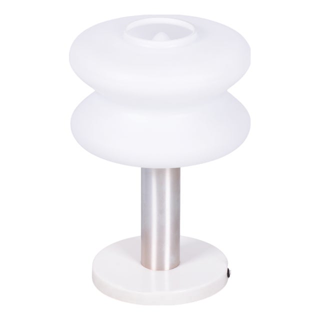 Mid-Century Table Lamp in Aluminium and Milk Glass from NAPAKO, Czech, 1960s For Sale