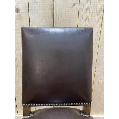 Louis XIII Leather Chairs, Set of 4 For Sale - Image 4 of 10