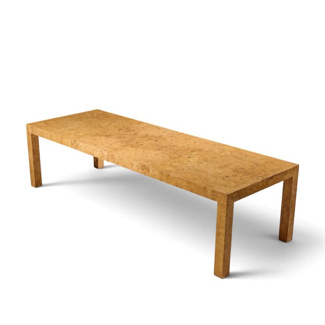 Milo Baughman for Thayer Coggin Mid Century Burlwood Expanding Dining Table With 2 Leaves For Sale - Image 13 of 13