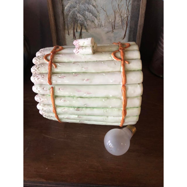 Wonderful and large piece of vintage ceramic art pottery covered jar or dish in the form of a bundle of asparagus....