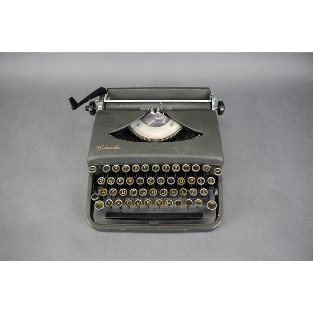 Industrial Vintage Calanda Typewriter in Metal, 1950s For Sale - Image 3 of 13