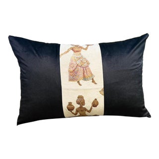 Handmade Velvet Ethnic Lumbar Pillow Cover For Sale