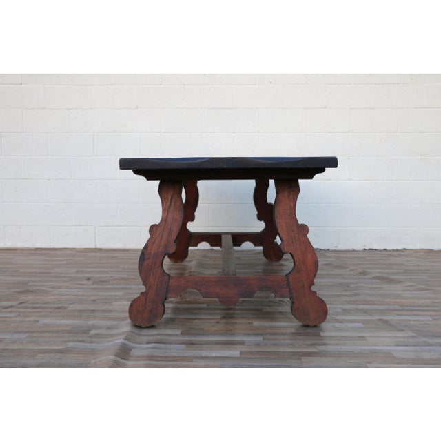 Antique Spanish Revival Solid Wood Trestle Dining Table, Mid 20th Century For Sale - Image 16 of 18