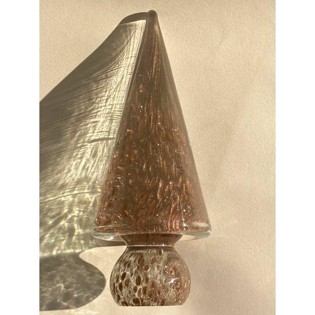 Gold Vintage Ars Cenedese Murano Art Glass Gold Sommerso Tabletop Christmas Tree Sculpture 24k Gold Flecks 1980s Pristine For Sale - Image 8 of 11