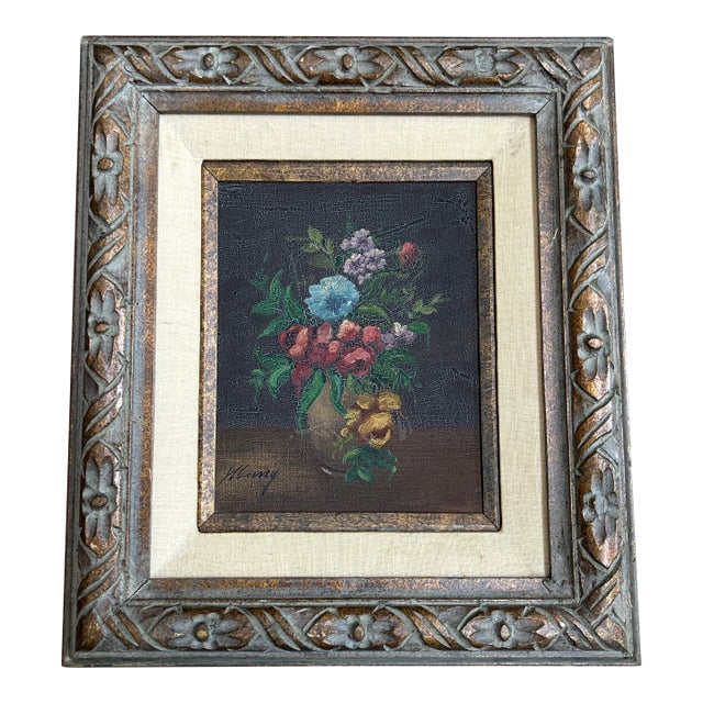 1950’s Traditional Bouquet of Flowers Still Life Painting For Sale