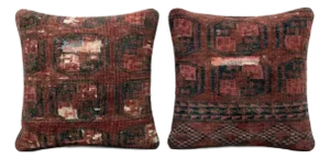 Turkish Oushak Rug Pillow Cover 20'' X 20'' - Set of Two