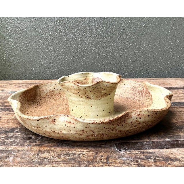 Mid-Century Modern Vintage Studio Pottery Speckled Ceramic Appetizer Bowl For Sale - Image 3 of 14