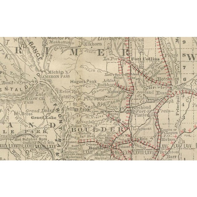 Colorado Map of The Centennial States Railroads with Mines and Counties, 1888 For Sale - Image 9 of 12