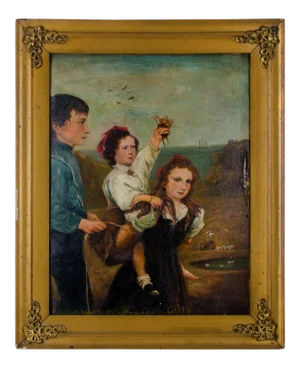 Philadelphia Folk Art Shoreline Family Portrait Painting