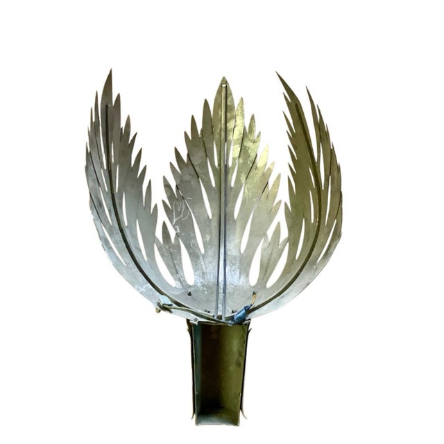 Art Deco Theater Sconce Forged Metal Flower Leaf Wall 24” tall 15” across 8” deep the fixture does not have wiring and...