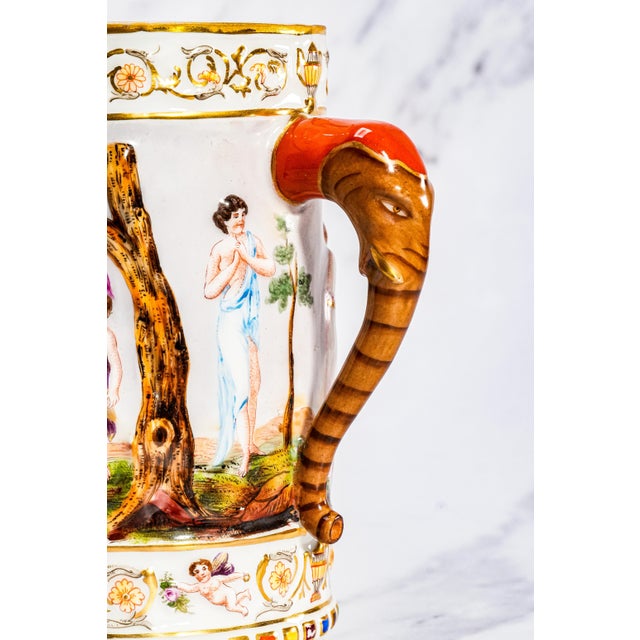 Large Antique Neoclassical Italian Capodimonte Hand Painted Porcelain Mug Home Decor For Sale - Image 10 of 17