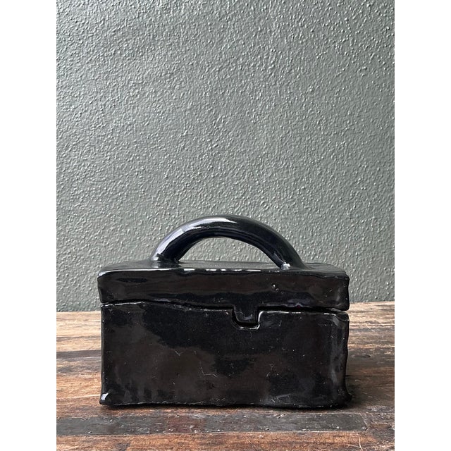 Mid-Century Modern Vintage Original Slab Built Studio Pottery Lidded Box For Sale - Image 3 of 12