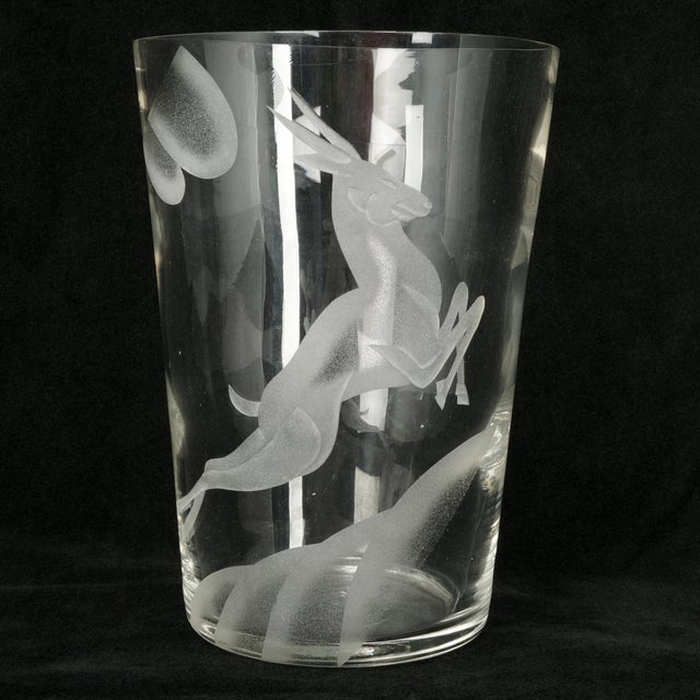 Art Deco Clear Art Deco Gazelle Vase Circa 1925 For Sale - Image 3 of 8