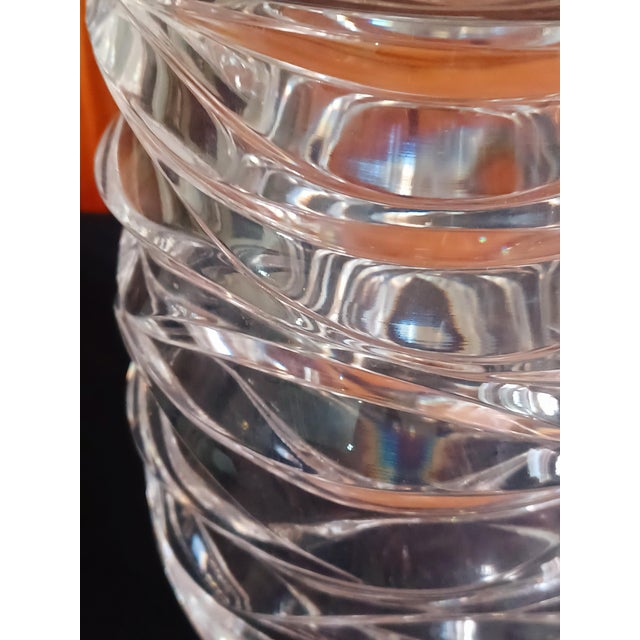 Vintage 1996 Tiffany & Co Emil Brost Mouthblown Hand Cut Waves Crystal Vase 8" For Sale In Los Angeles - Image 6 of 13