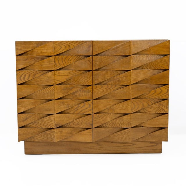 2000 - 2009 Vintage Italian Sideboard with Travertine Top in Oak, 2000 For Sale - Image 5 of 8