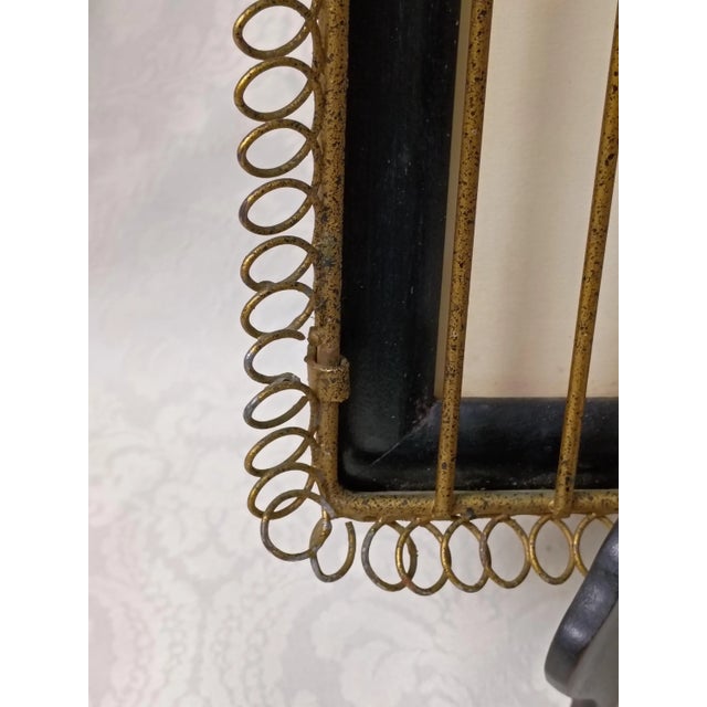 Paint 1950s Chinoiserie Caged Blue Bird Original Watercolor Painting by William Edwin Fager Gilt Metal Birdcage Frame For Sale - Image 7 of 17