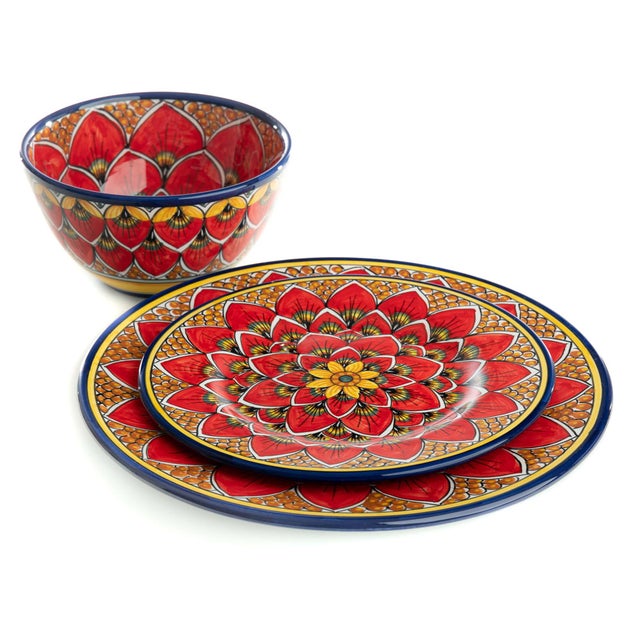 Dinnerware Plate Red Peacock Design, Geribi For Sale - Image 4 of 8