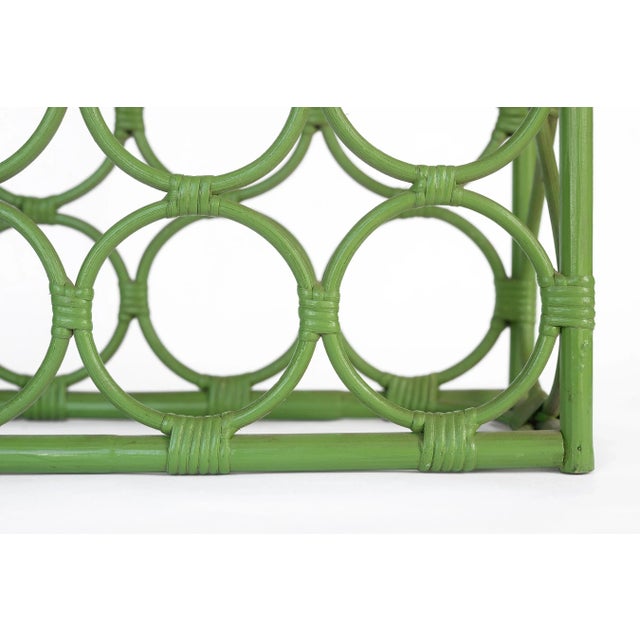 Green Vintage 1970s Boho Green Rattan 12-Bottle Wine Rack For Sale - Image 8 of 13