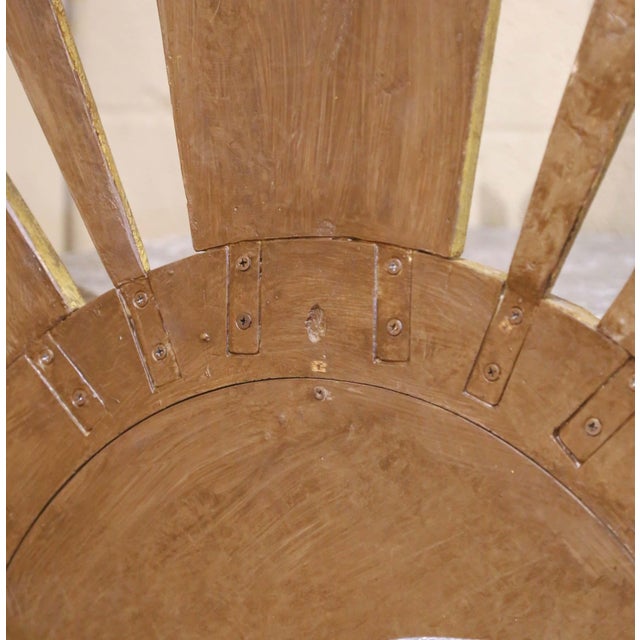 Gold Large Vintage Italian Giltwood Sunburst Mirror With Carved Scroll Frame For Sale - Image 8 of 8
