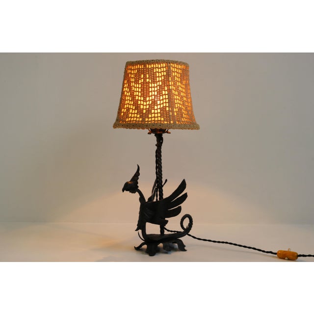 Arts and Crafts Table Lamp in Wrought Iron by Umberto Bellotto, 1910 For Sale - Image 6 of 15