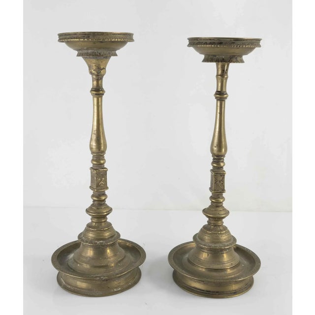 Traditional Pair of Indian or Chinese Paktong Candle Holders For Sale - Image 3 of 13
